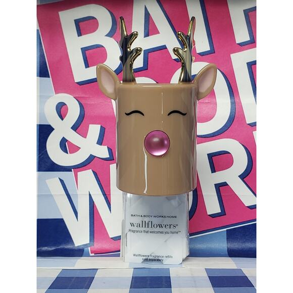 BBW Pink Gem Nosed Reindeer Fragrance Wallflower Plug In Home Scent Decor - Picture 1 of 1